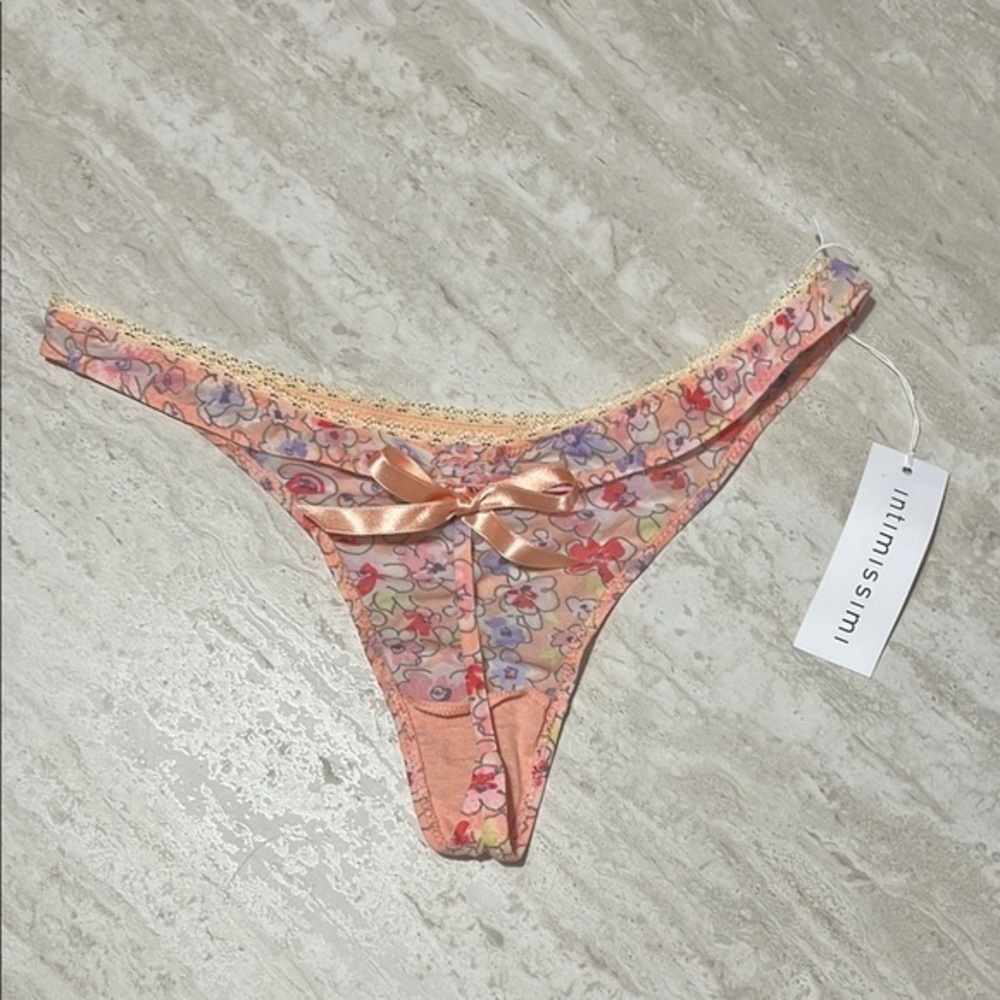 NWT Intimissimi Flower Thong Panties with bow *S